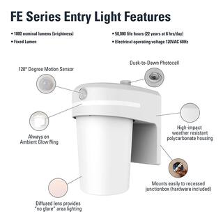 HALO FE 60-Watt Equivalent Integrated LED White Motion Sensing Dusk to Dawn Area Light 3500K FE10A35GLMW