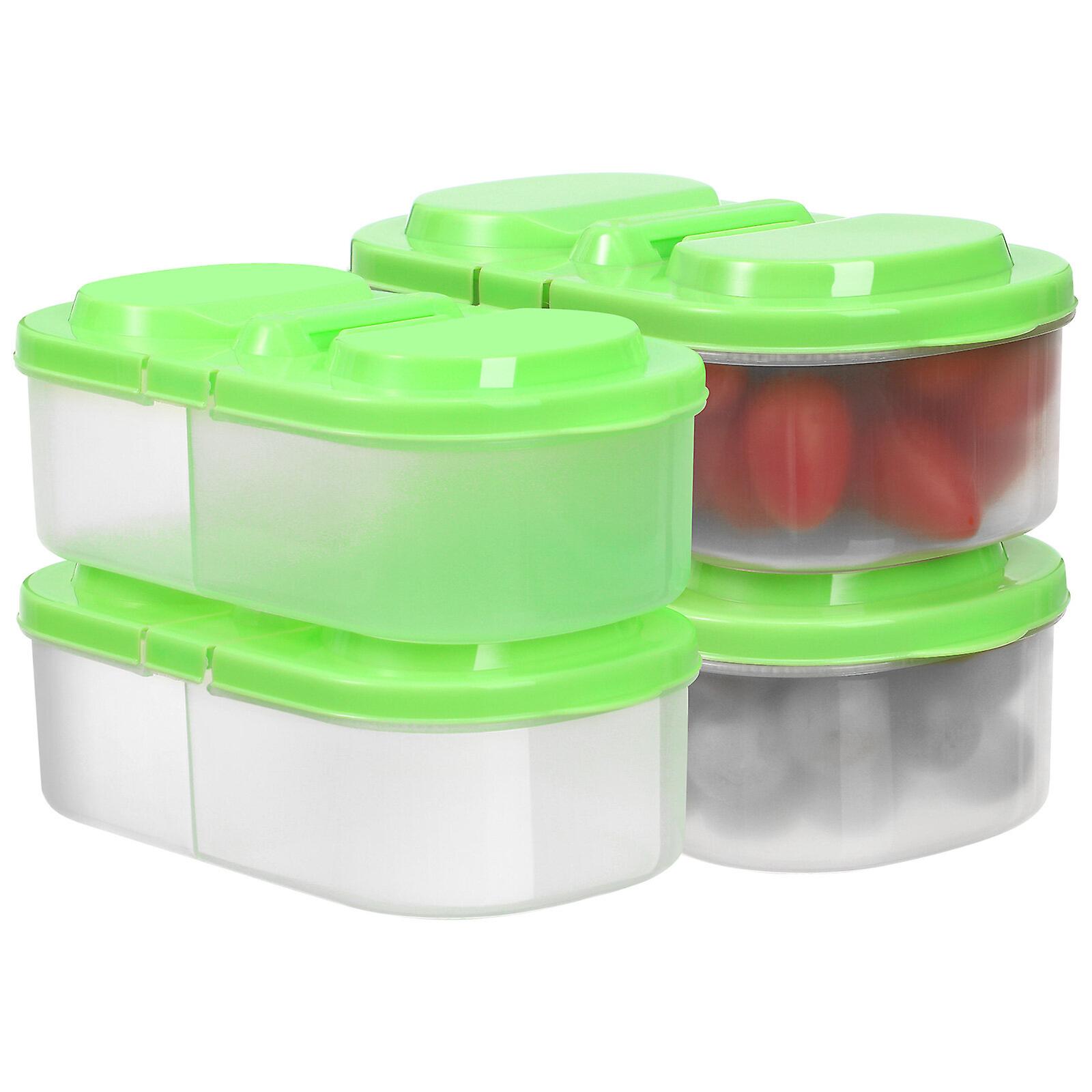 4pcs 2-compartments Stackable Refrigerator Food Storage Box Container With Lid (random Color)