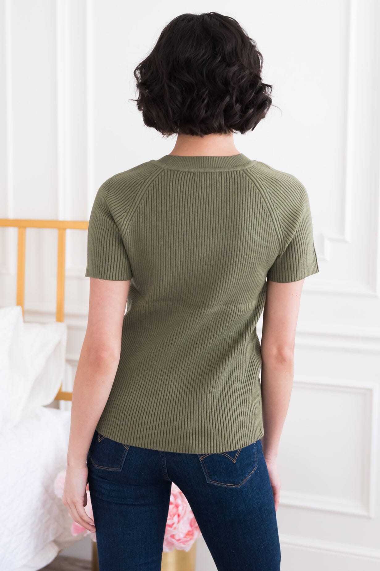 Elegant Afternoon Modest Ribbed Top