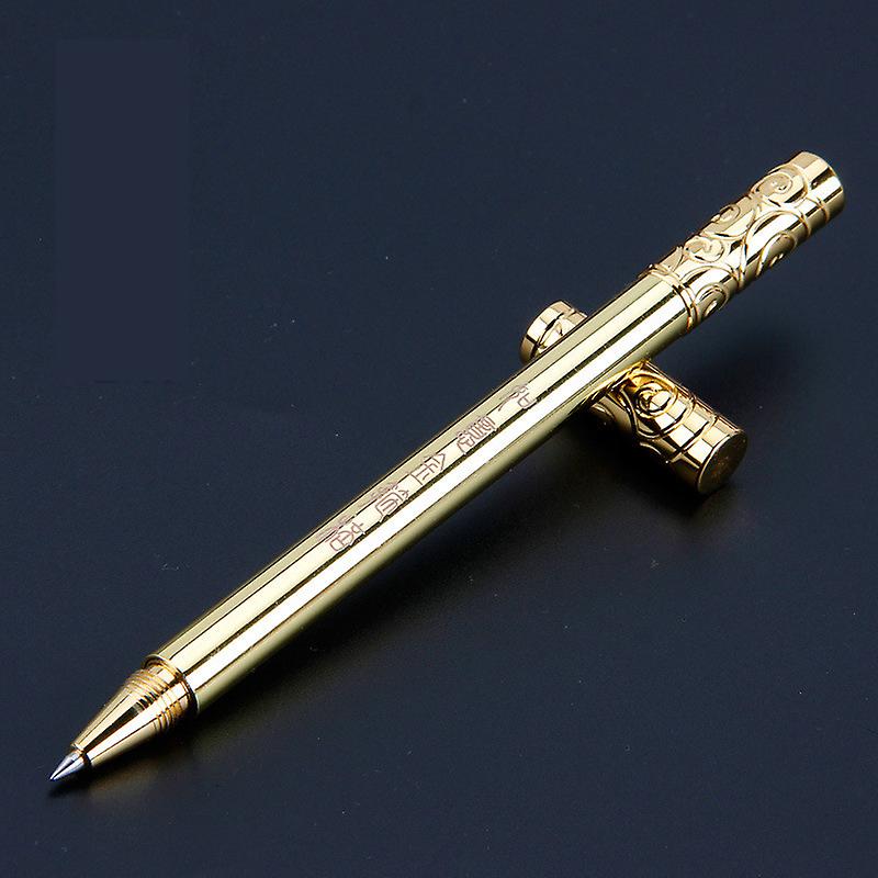 Hand Made Brass Pen Creative Ruyi Golden Cudgel Stationery Metal Neutral Pen Business Retro Gold Signature Pen