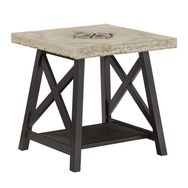 Bryson Rustic X-Base End Table with Shelf by iNSPIRE Q Classic