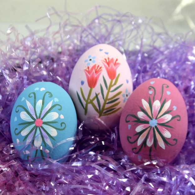 Easter Floral Eggs Rose Hand painted Paper Mache One Hundred 80 Degree Decorative Accent Sets