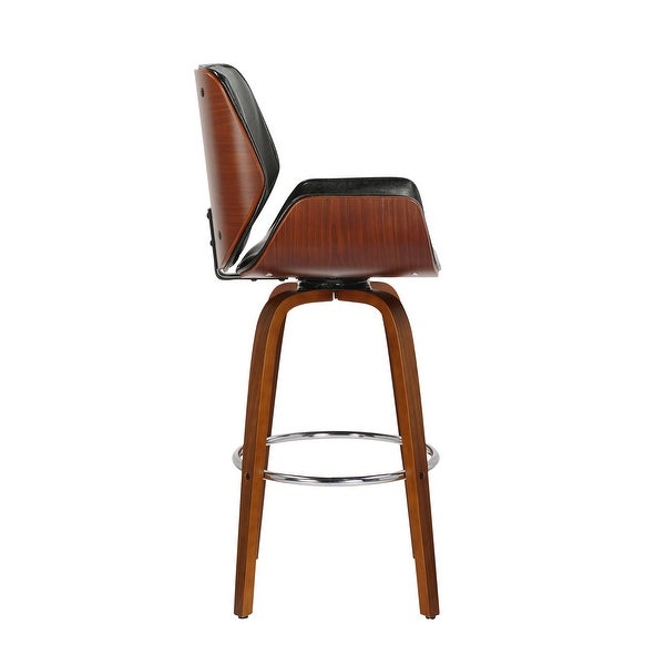 Porthos Home Miller Counter Stool， PU Leather， Wooden Seat And Legs