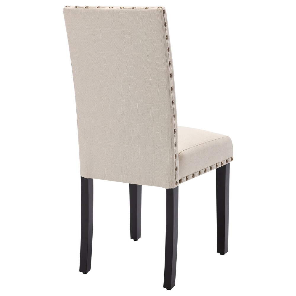 Fabric Upholstered Nailhead Trim Parsons Dining Chairs Set of 2