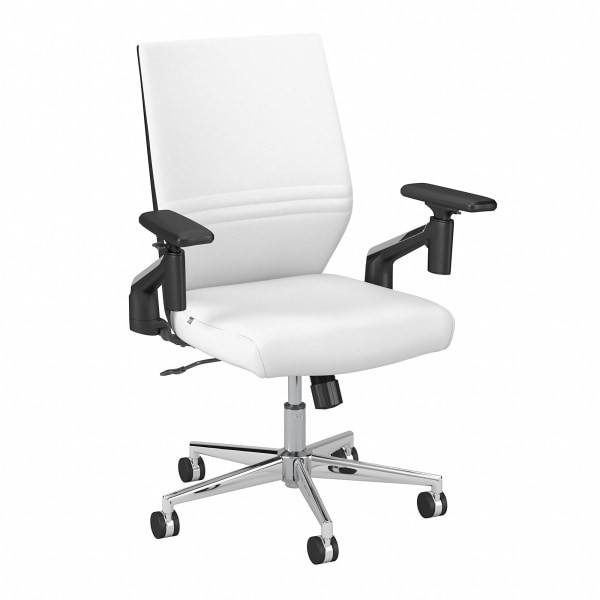 Bush Business Furniture Bush? Business Furniture Laguna Mid-Back Leather Office Chair， White， Standard Delivery