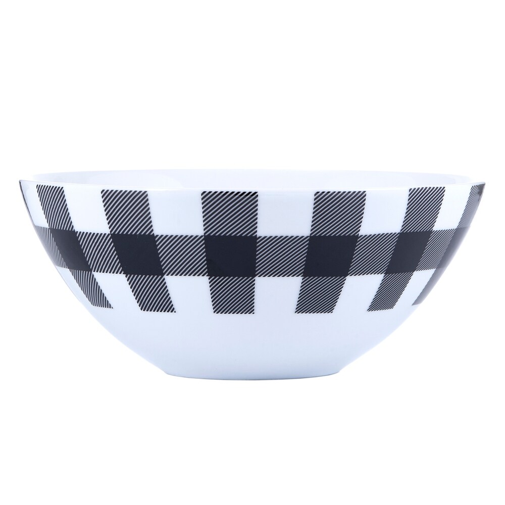 Dinnerset 16PC Buffalo Plaid White/Black   11\