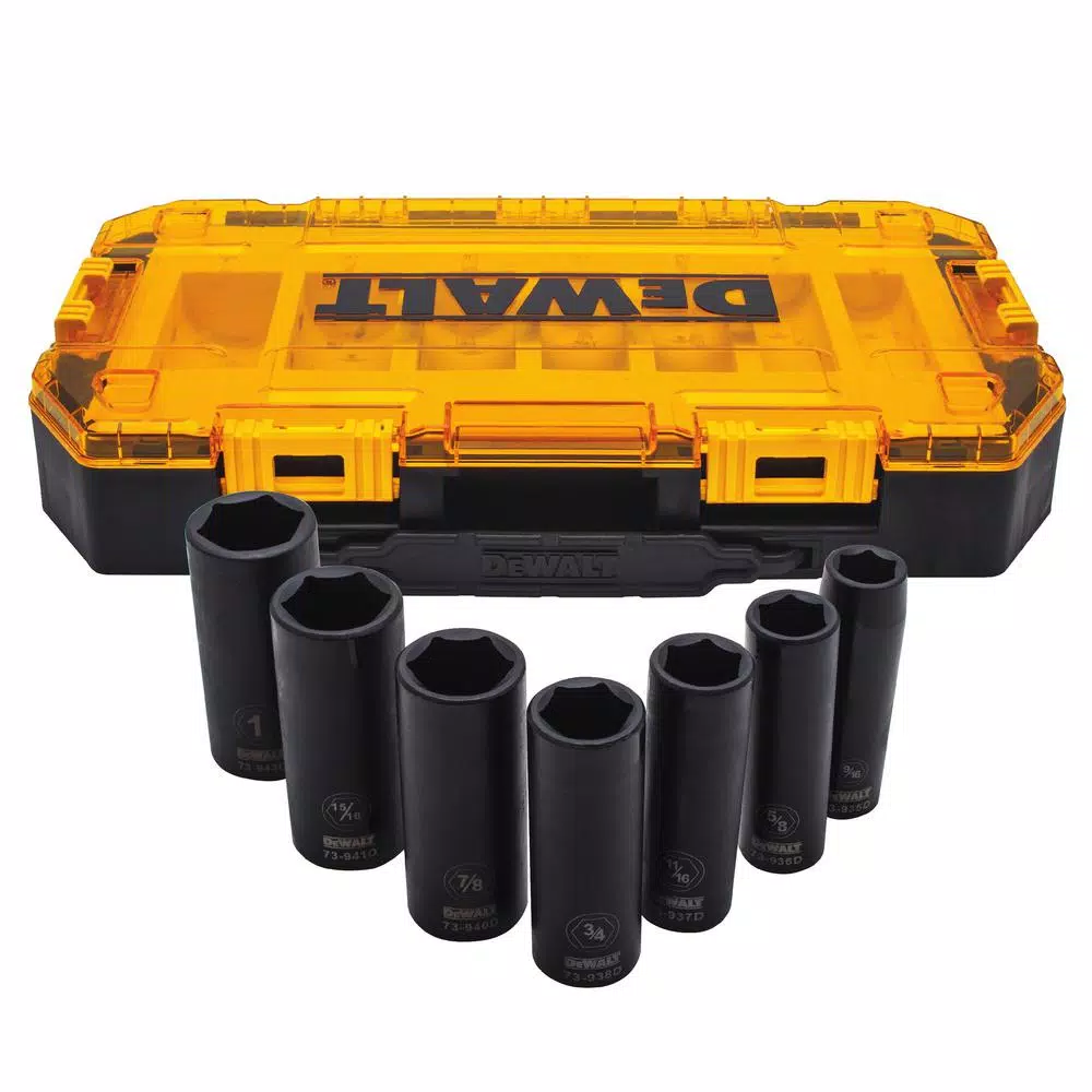 DEWALT 1/2 in. Drive SAE Deep Impact Socket Set (7-Piece) and#8211; XDC Depot