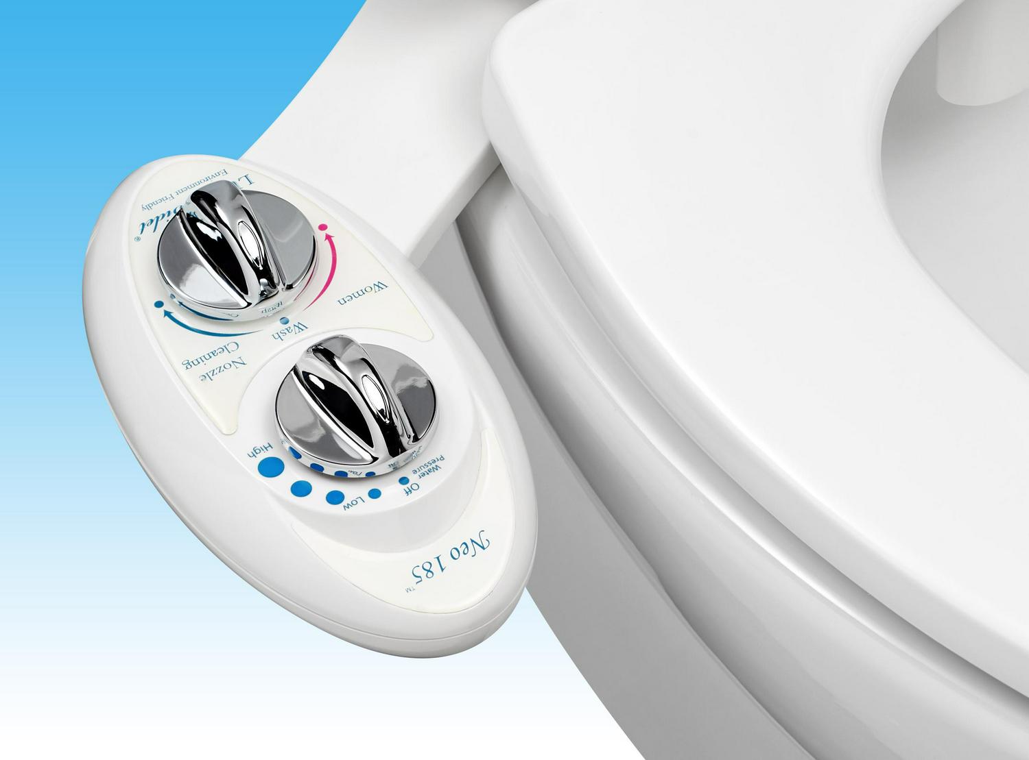 LUXE Bidet Neo 185 Elite Luxury Fresh Water Dual-Nozzle Self-Cleaning Non-Electric Bidet Attachment， White