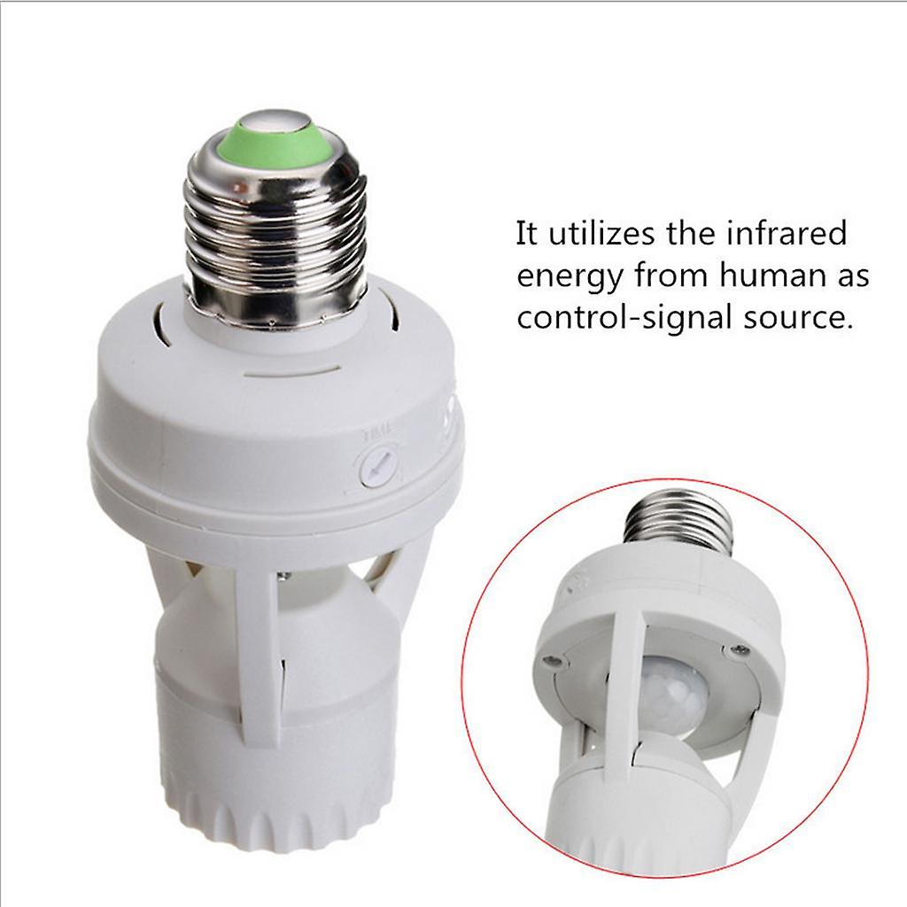 2 Piece Smart Automatic Led Light Bulb Socket Lamp Holders With Pir Infrared Motion Sensor ，e27 Screw Base Adapter