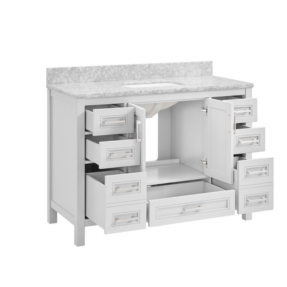 TimelessChic 48 in Undermount Single Sink Bathroom Vanity with Carrara Natural Marble Top