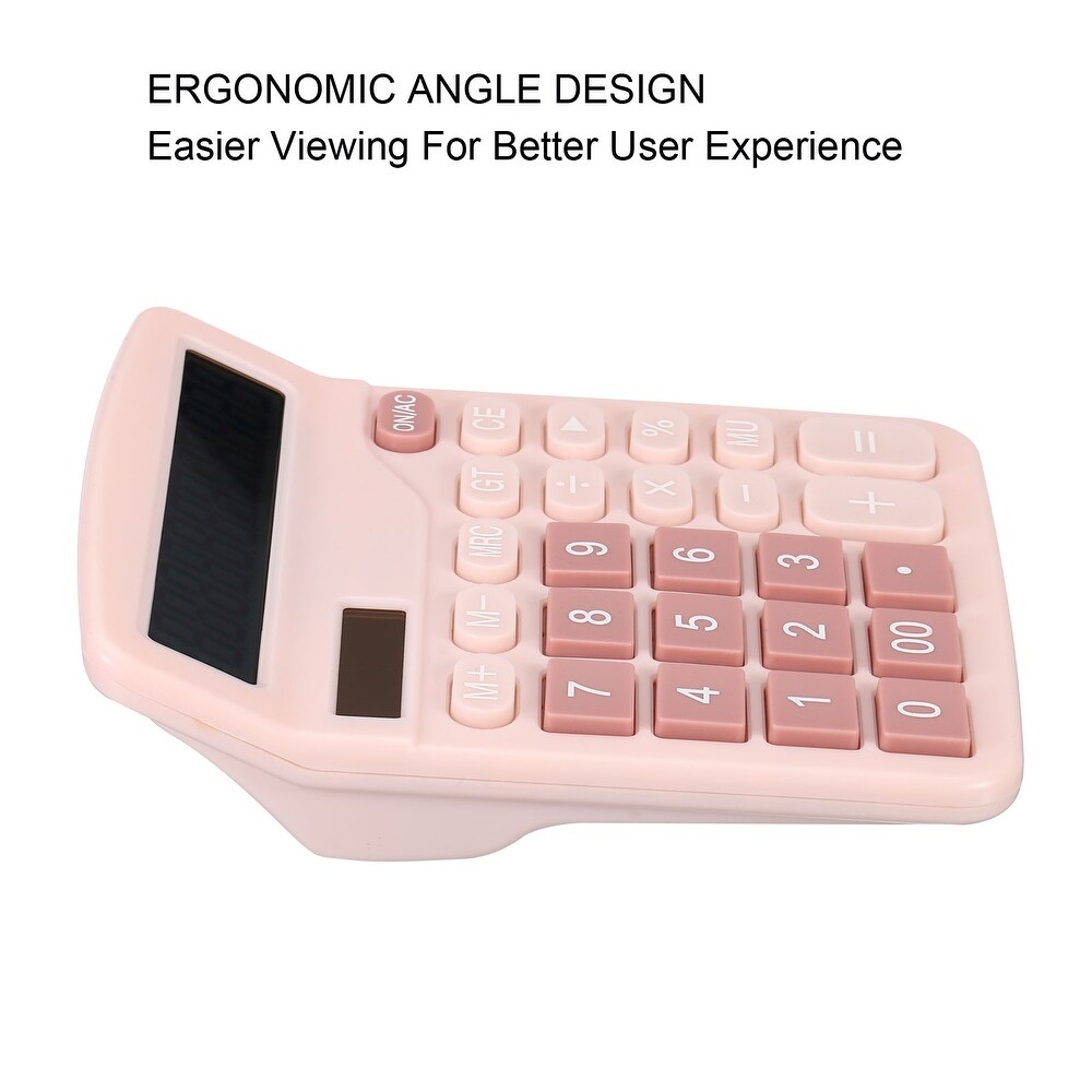 Desk Calculator 12 Digits Large LCD Display Electronic Calculator Pink