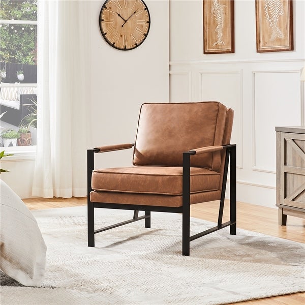 Yaheetech Accent Chair Retro Faux Leather Lounge Chair