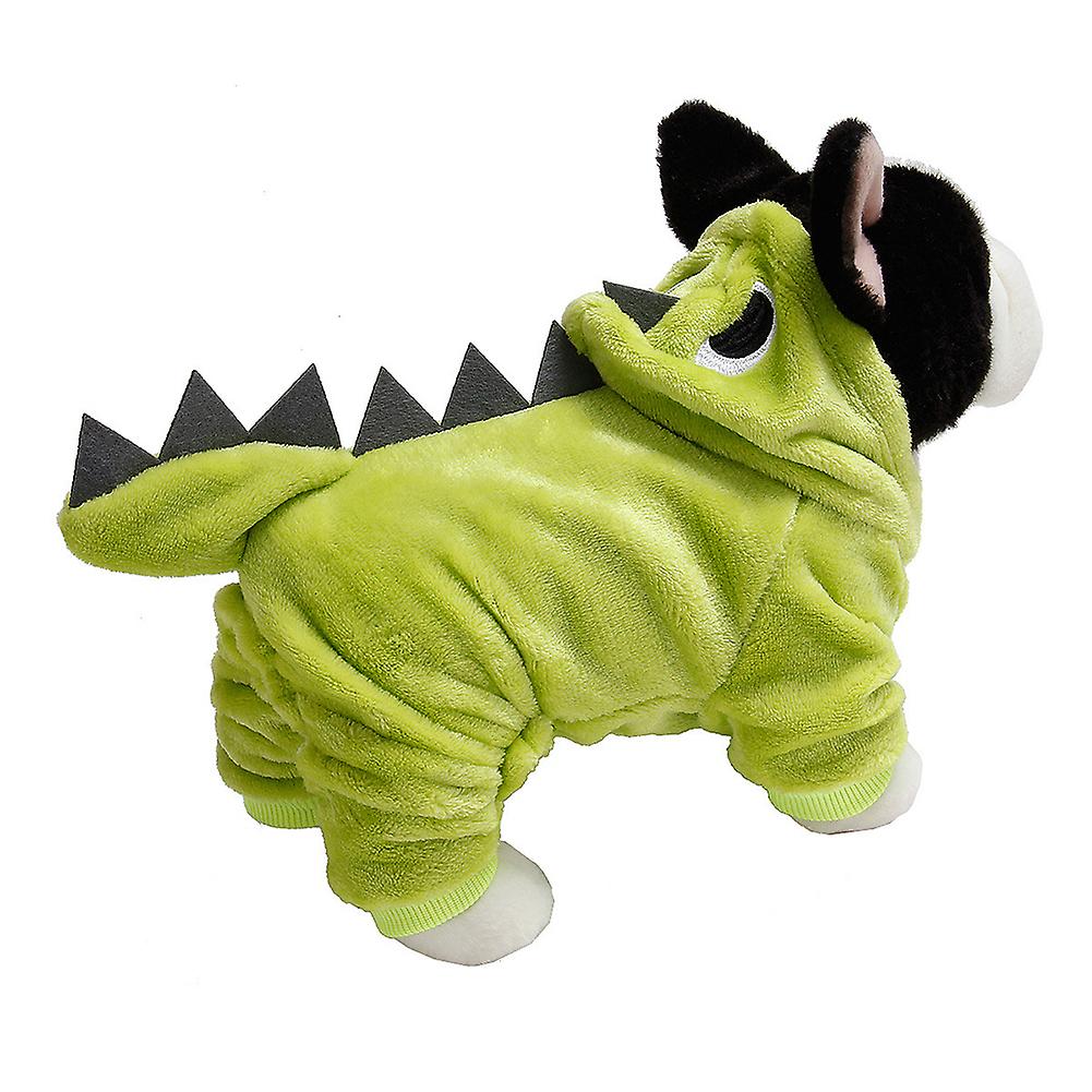 Winter Coral Fleece Green Pet Four Feet Dinosaur Costume Warm Clothes Clothing For Dogs Cats