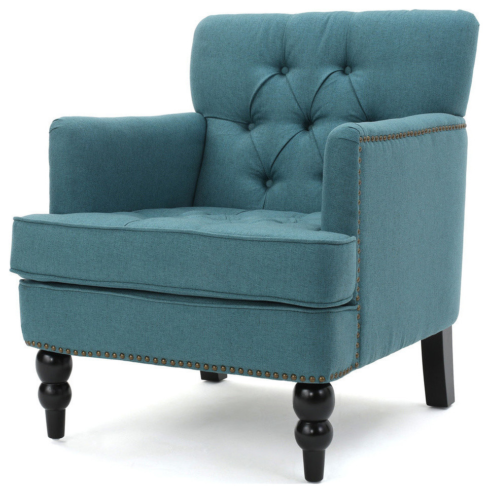 GDF Studio Madene Tufted Back Fabric/Microfiber Club Chair   Traditional   Armchairs And Accent Chairs   by GDFStudio  Houzz