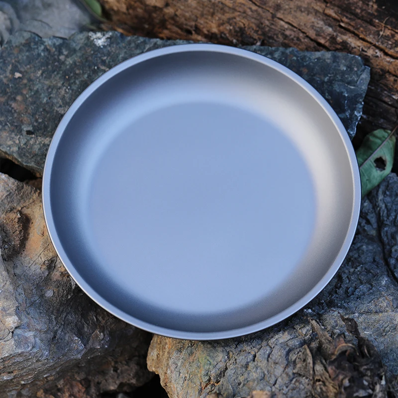 Spot Goods Pure Titanium Disk Mountaineering Hiking Camping Cooking Dinner Plate for Outdoor