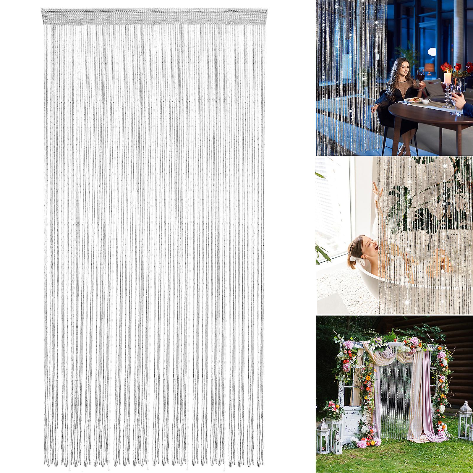 Crystal Bead Encrypted Wire Curtain Bedroom Partition Curtain (white， 1m Wide， 2m High， Rod-shaped)