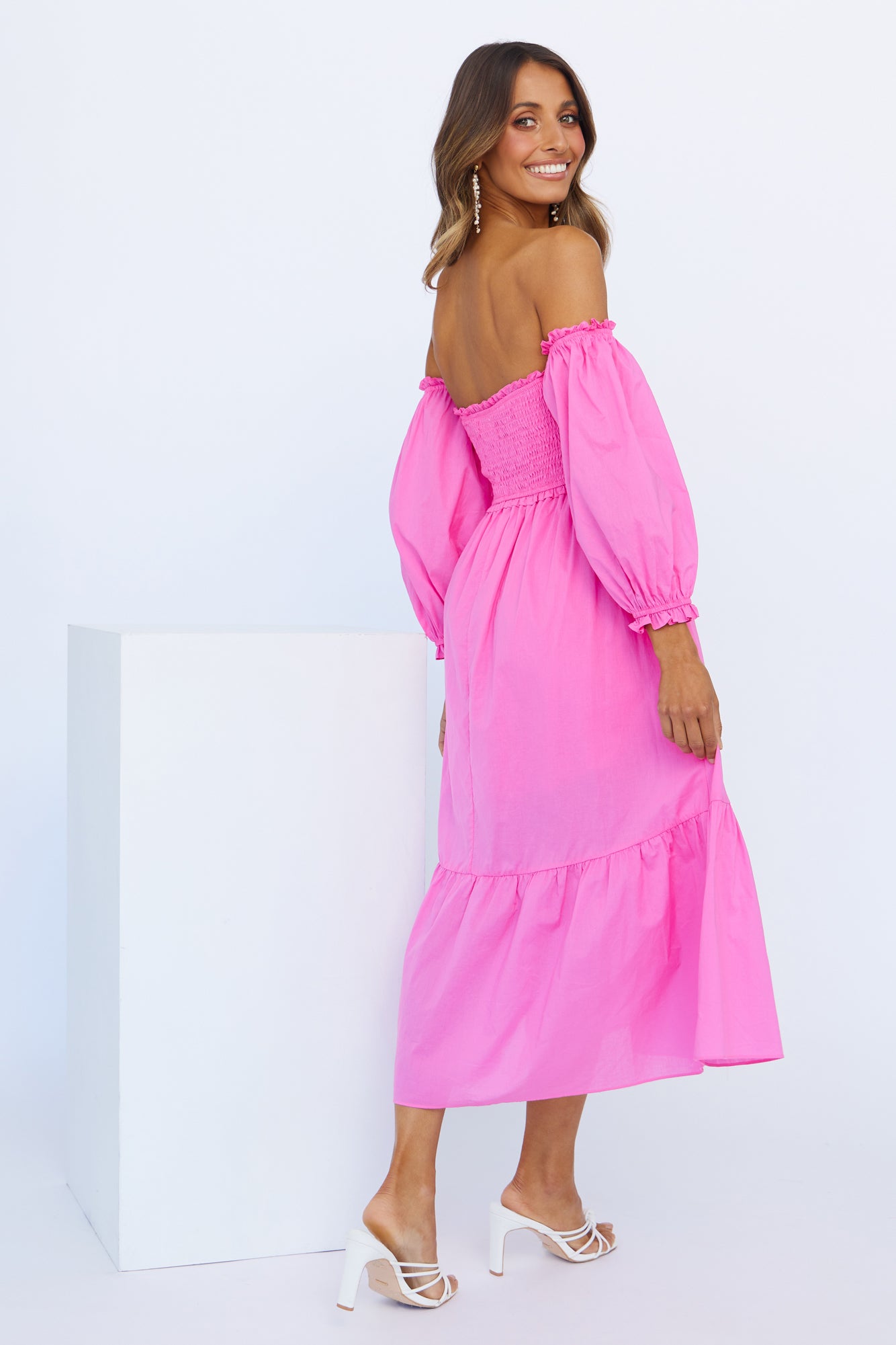 Kiss Me At Sunset Midi Dress Hot Pink