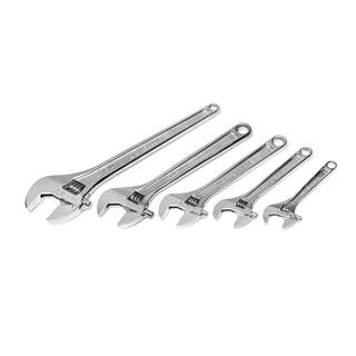 Crescent 6 in. 8 in. 10 in. 12 in. and 15 in. Chrome Adjustable Wrench Set (5-Piece) AC5PC