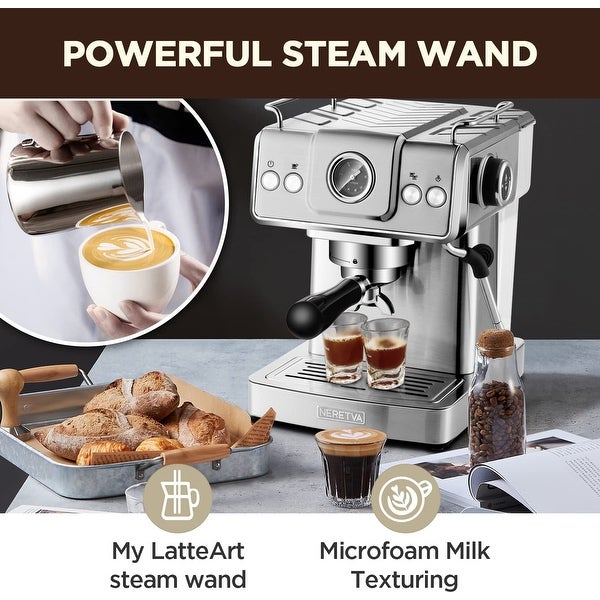 20 Bar Espresso Machine， Expresso Coffee Machine With Milk Foaming Steam Wand