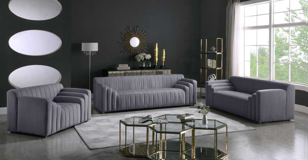 Naya Velvet Upholstered Set   Contemporary   Loveseats   by Meridian Furniture  Houzz