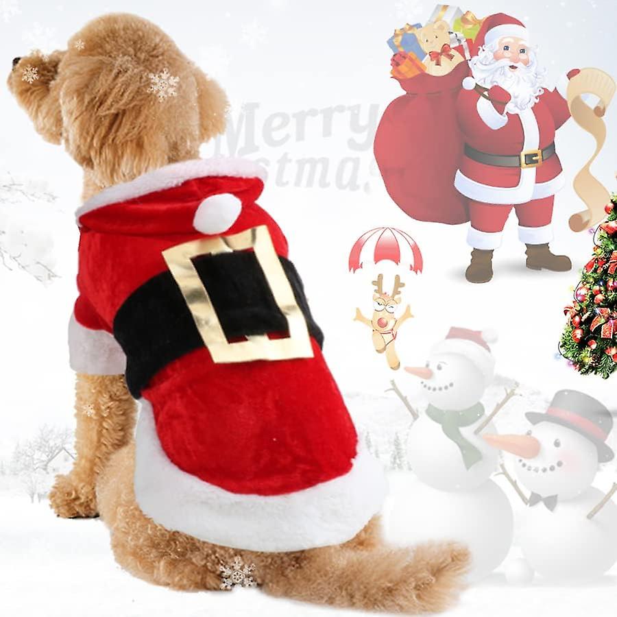 Santa Dog Costume Christmas Pet Clothes Winter Hoodie Coat For Dog Clothing Chihuahua Yorkshire Poodle (l)