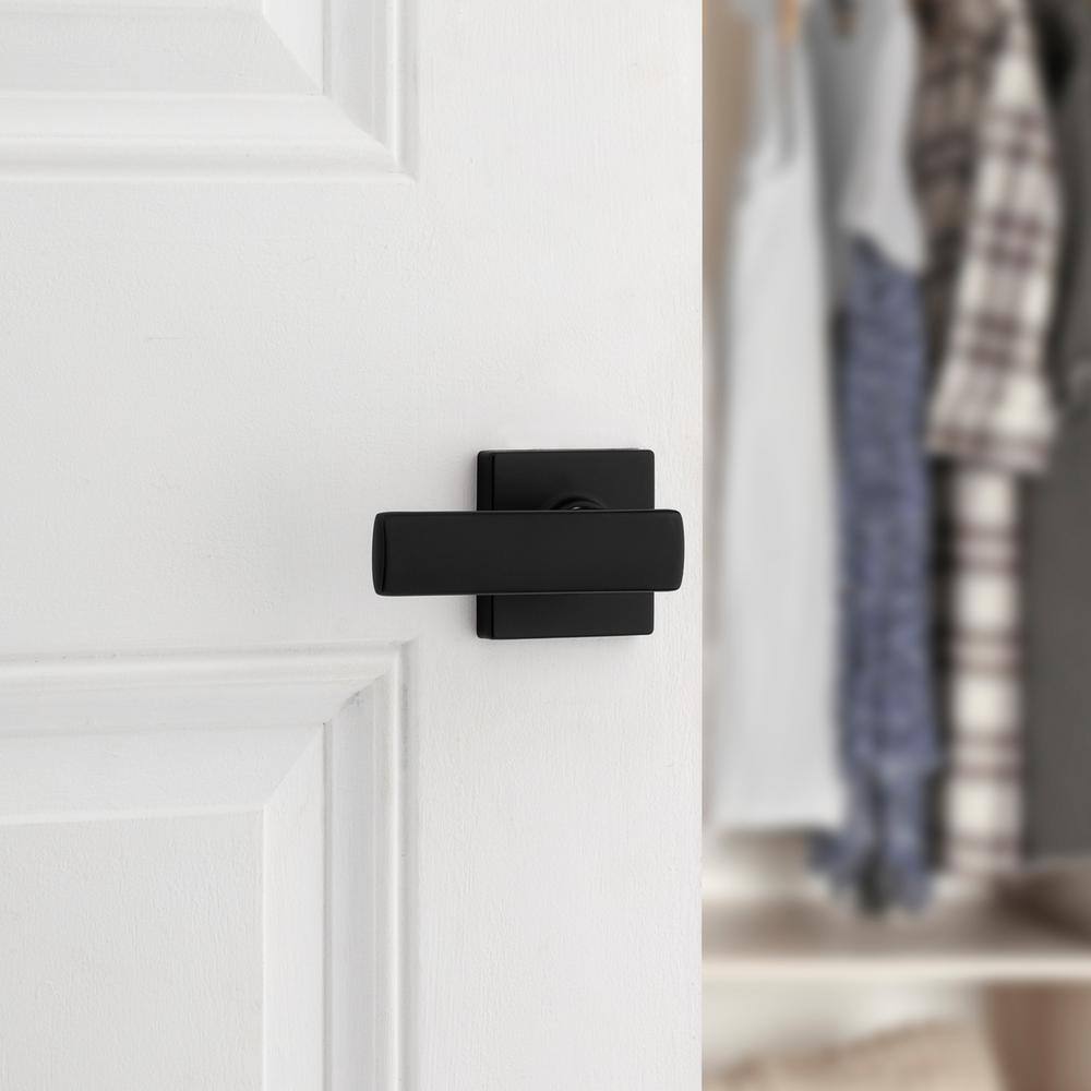 Kwikset Breton Square Matte Black HallCloset Door Lever Featuring Microban 200BRNLSQT5146A