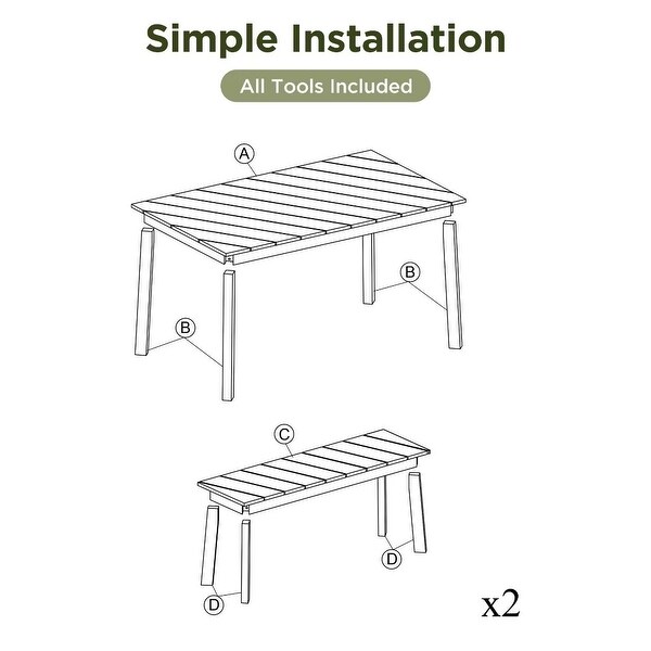 Outdoor and Indoor Furniture With 2 Benches，Picnic Beer Table for Patio