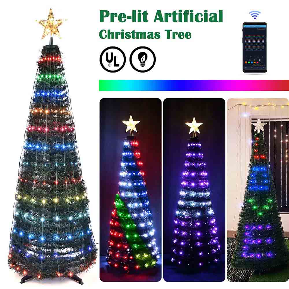 Yescom Pre-lit Artificial Christmas Tree Remote & APP Control