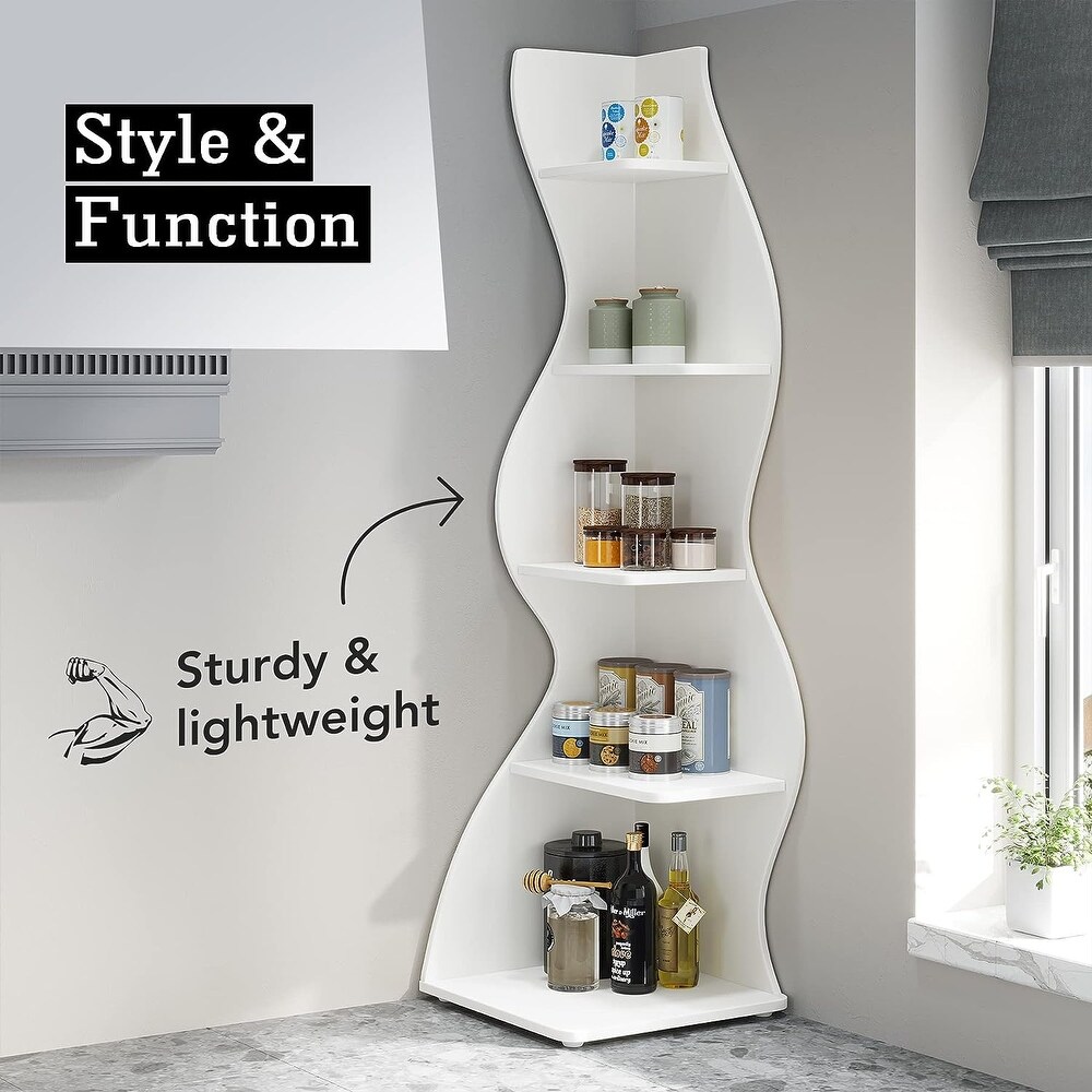 Corner Shelf Bookcase Bookshelf with Unique Shape for Living Room  Home Office