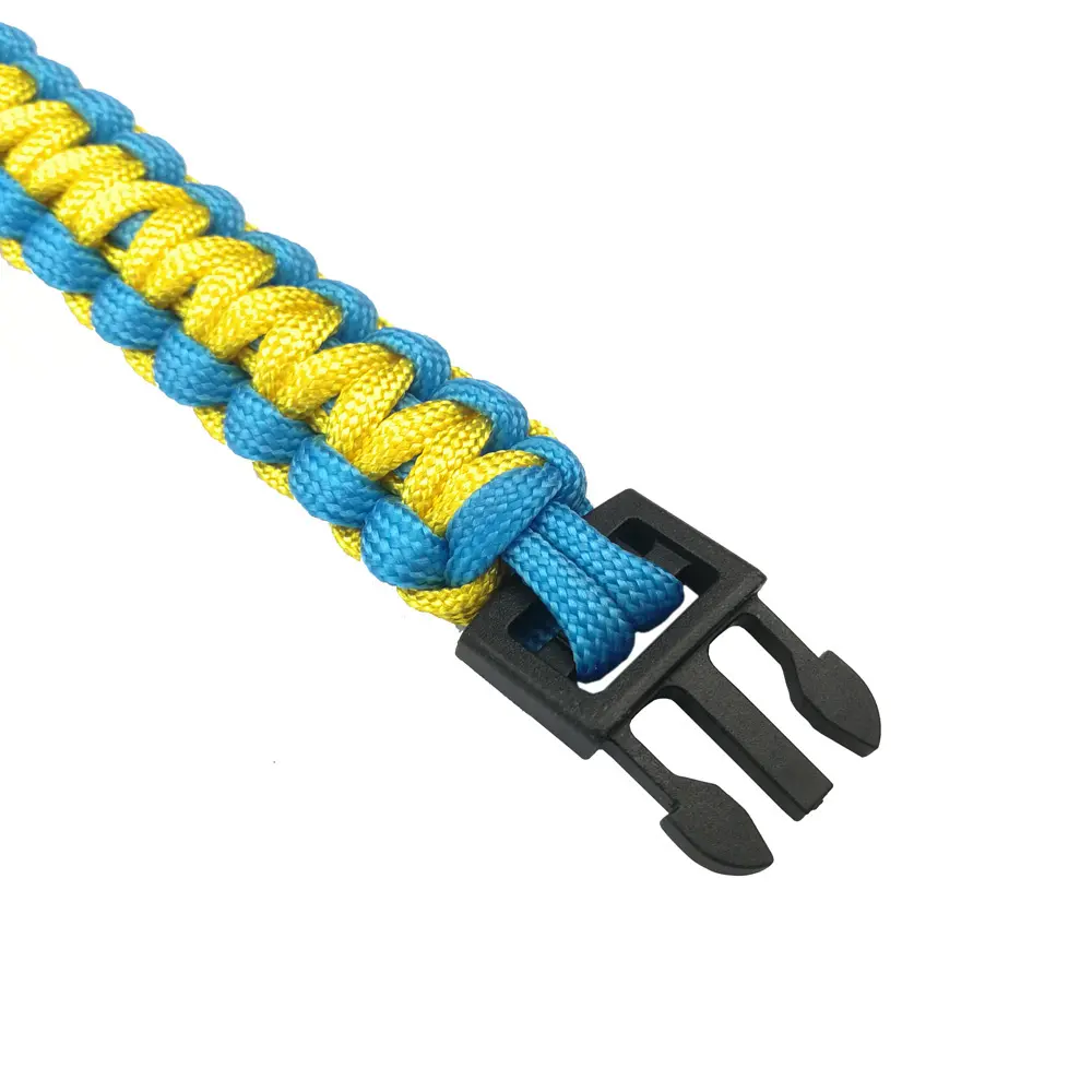 Wholesale Blue Yellow Outdoor Emergency Paracord Bracelet Whistle Buckle Survival Bracelet for Camping Hiking Accessories