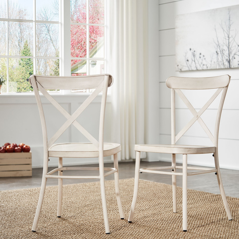 Haley Metal Dining Chairs  Set of 2   Farmhouse   Dining Chairs   by Inspire Q  Houzz