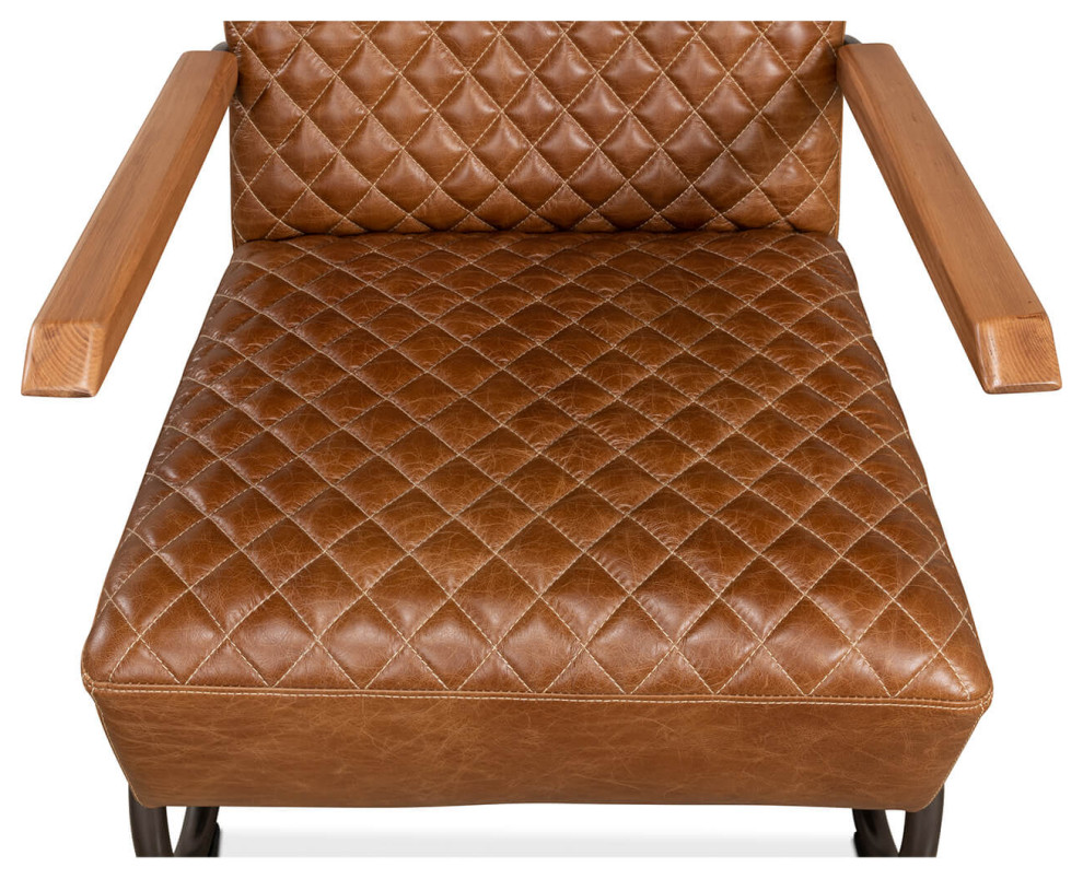 Industrial Quilted Leather Armchair   Industrial   Armchairs And Accent Chairs   by English Georgian America  Houzz