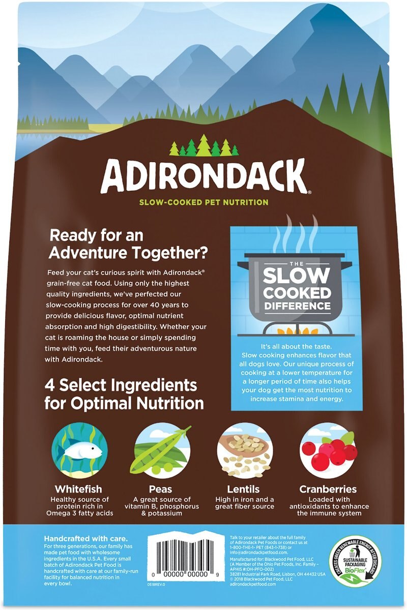 Adirondack Limited Ingredient Whitefish and Lentils Recipe Grain-Free Indoor Dry Cat Food