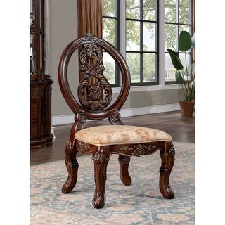 Furniture of America Caprock Brown Cherry and Tan Fabric Dining Chairs (Set of 2) IDF-3145SC