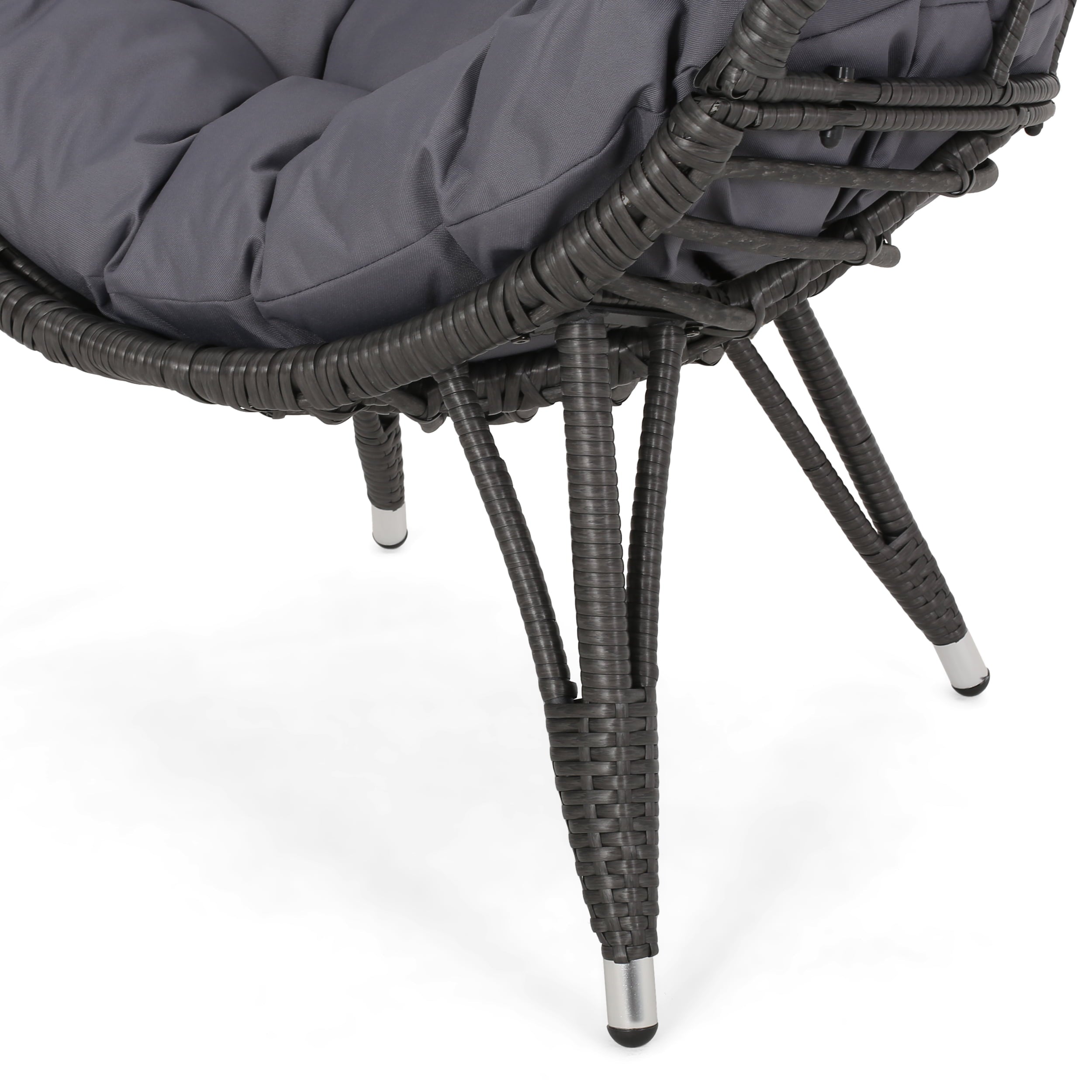 Kavani Outdoor Wicker Teardrop Chair with Cushion, Gray and Dark Gray