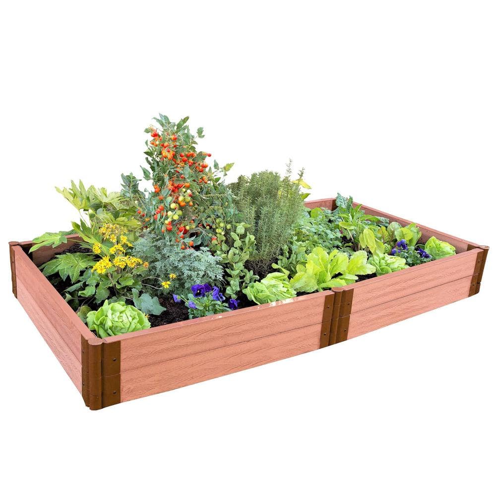 Frame It All Two Inch Series 4 ft. x 8 ft. x 11 in. Classic Sienna Composite Raised Garden Bed Kit 300001091