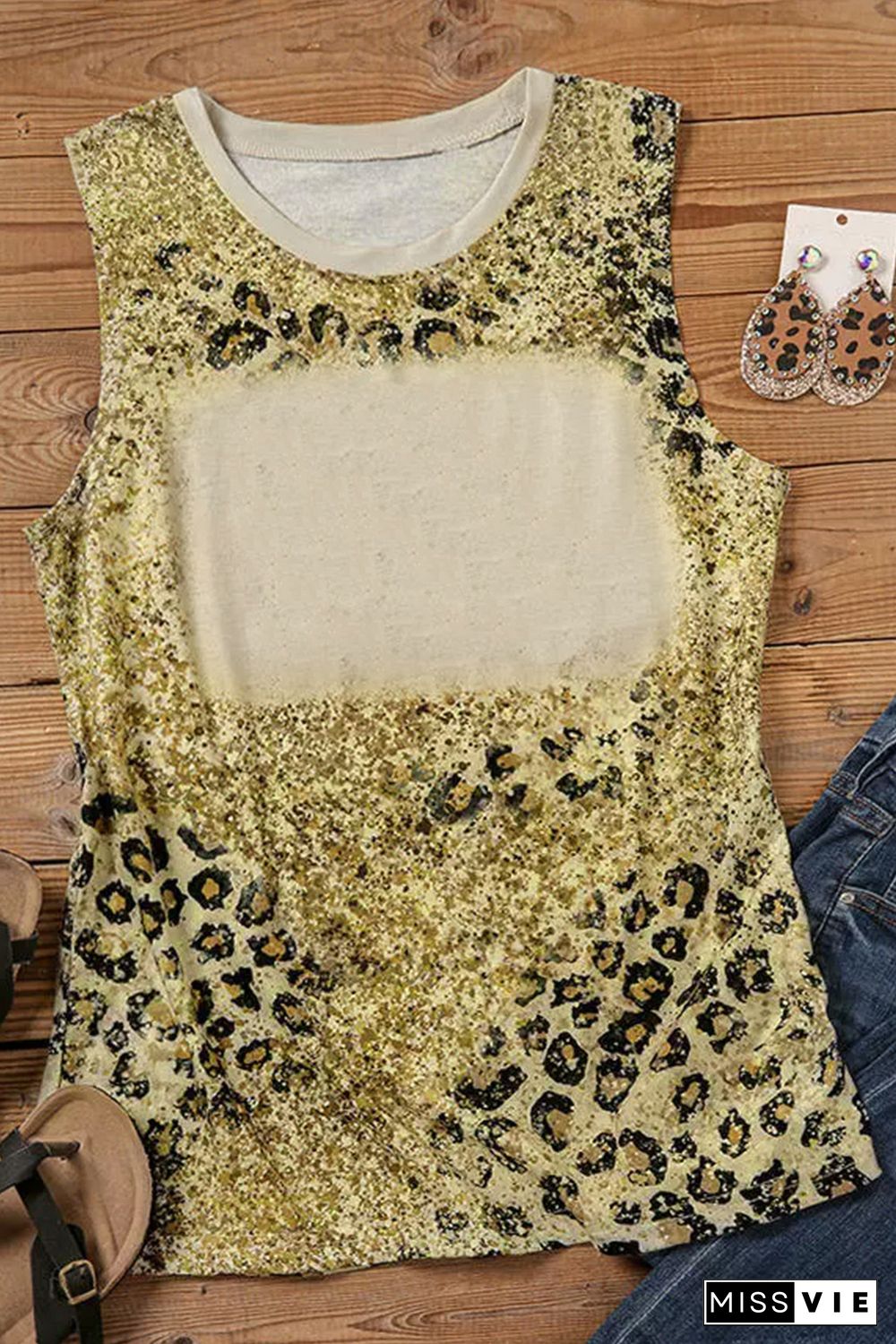 Leopard Print Blank Graphic Tank Top