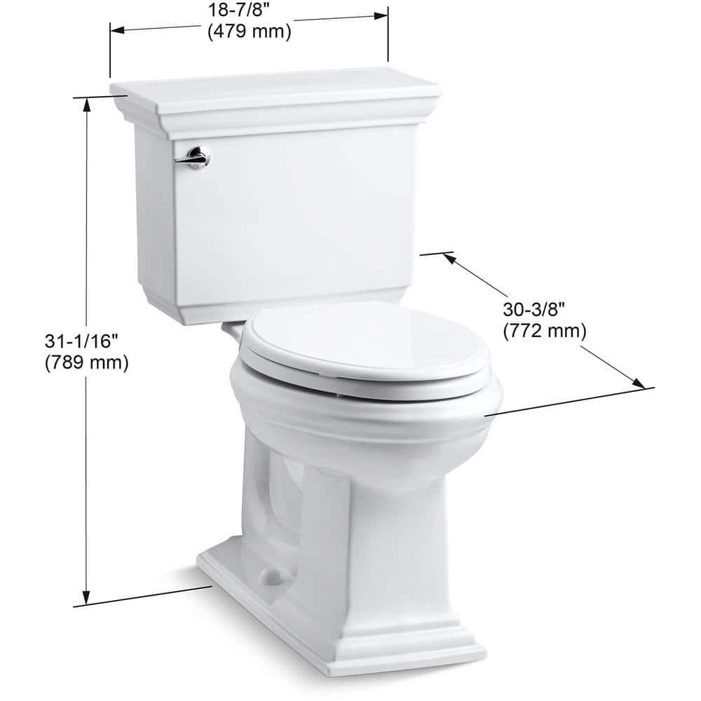 KOHLER Memoirs Stately 2Piece 16 GPF Single Flush Elongated Toilet with AquaPiston Flush Technology in White