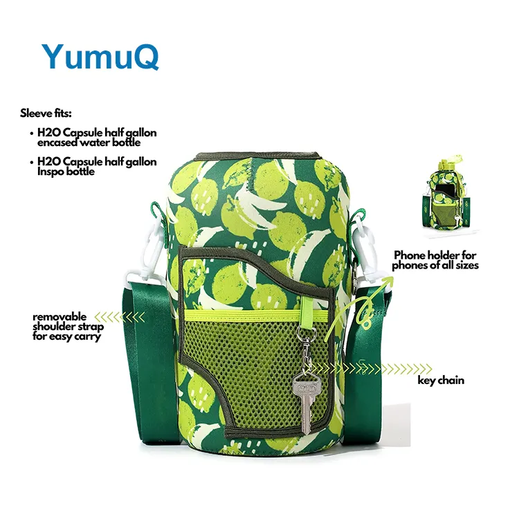 YumuQ 64   74 oz Neoprene Large Drink Water Bottle Holder With Sleeve And Strap For Walking Hiking Camping