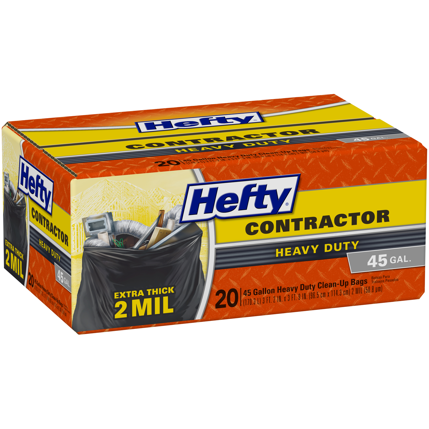 Hefty 45 gal Contractor Bags Twist Tie 20 pk 2 mil