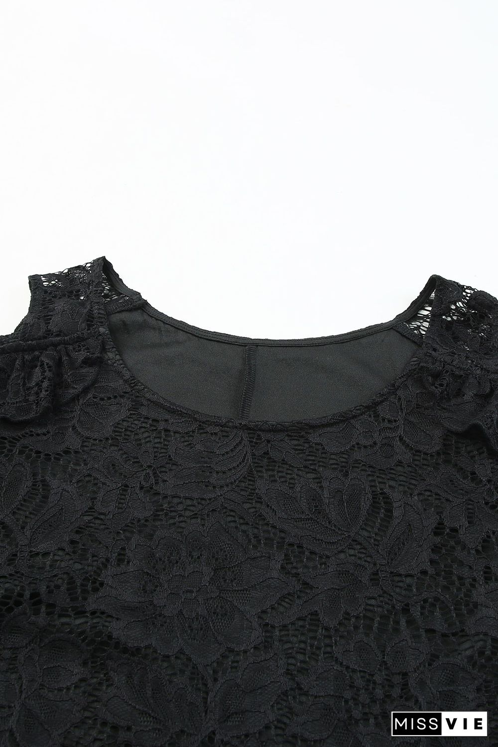 Black Cold Shoulder Lace Plus Size Dress