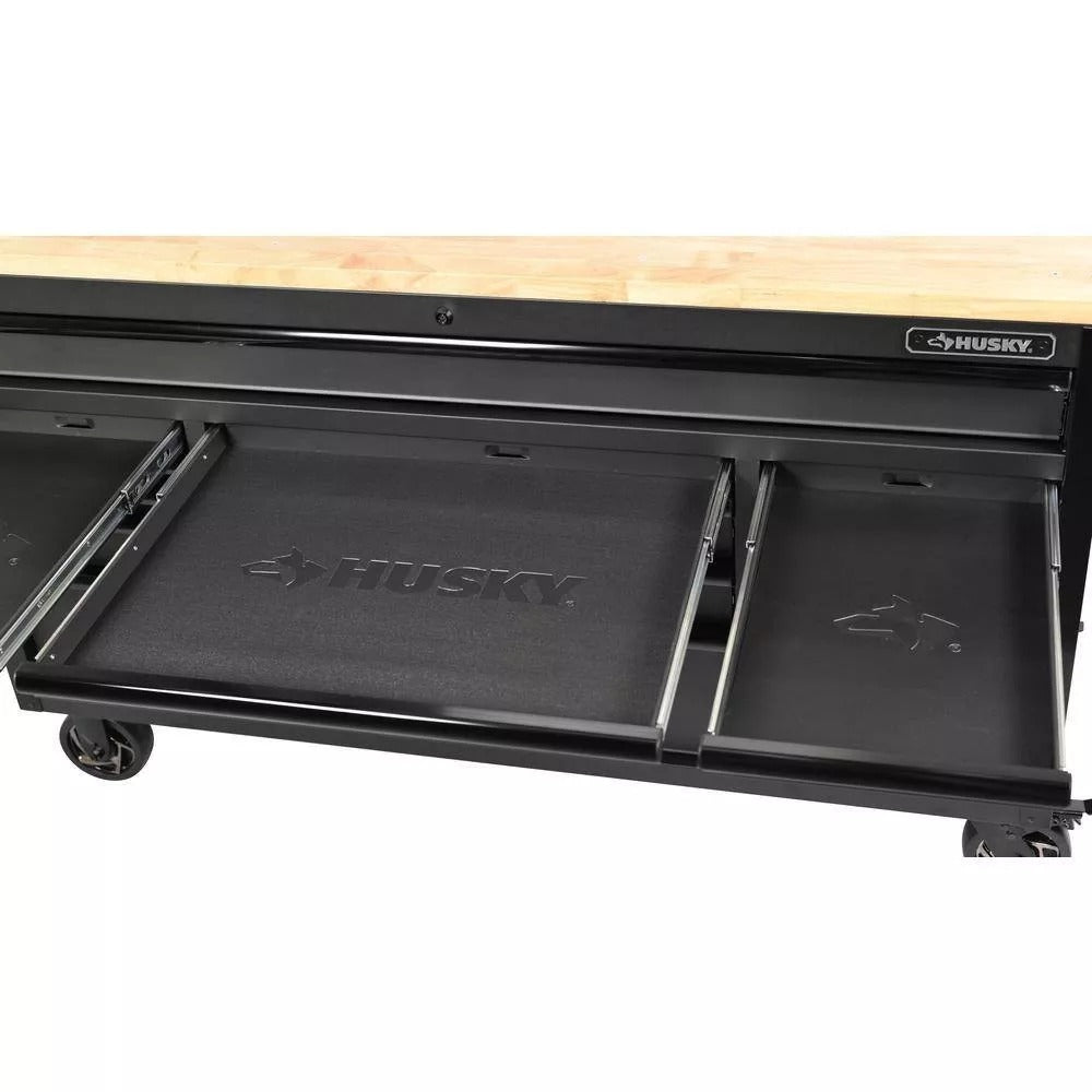 Heavy Duty 61 in. W x 23 in. D 15-Drawer Mobile Workbench with Solid Wood Top