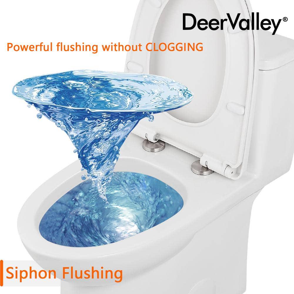 DEERVALLEY Ursa Comfortable Height 12 in Rough in Size 1Piece 08128 GPF Dual Flush Elongated Toilet in White Seat Included