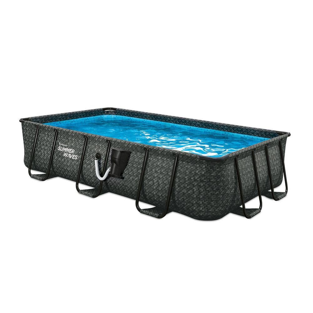 Summer Waves 13 ft. x 7 ft. x 39.5 in. Above Ground Rectangle Frame Swimming Pool Set P41307391