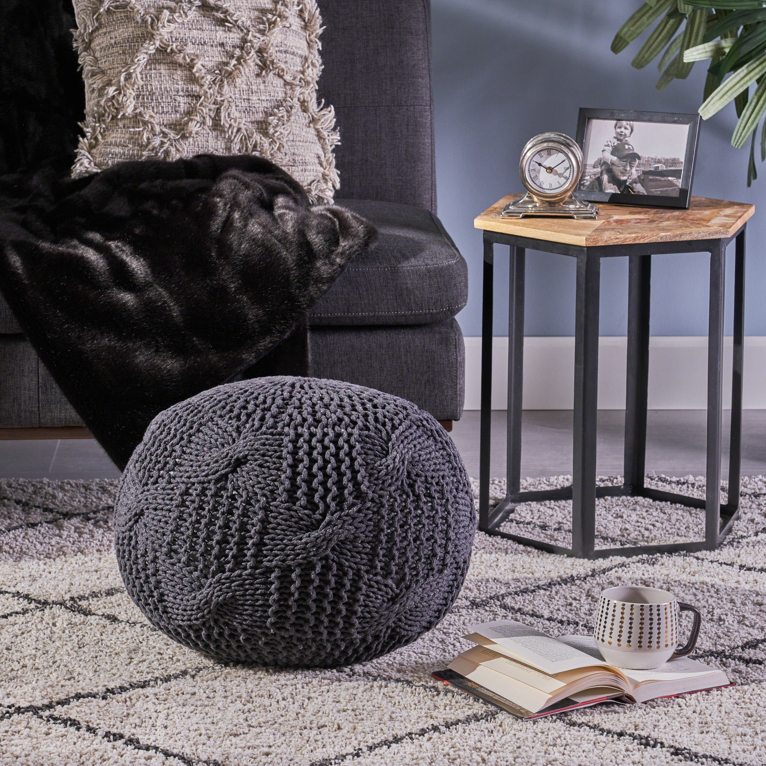 Simi Knitted Cotton Pouf