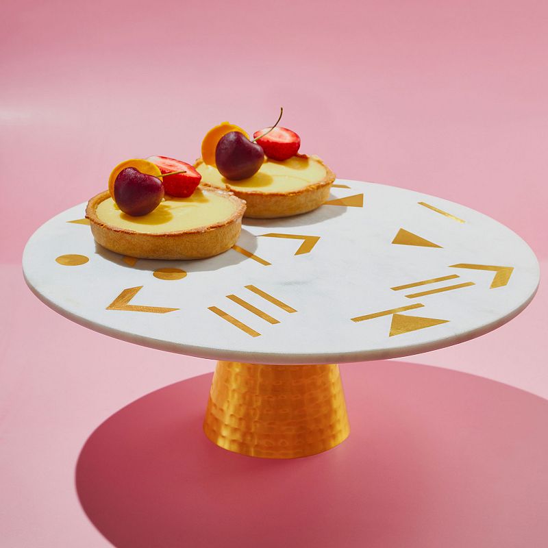 GAURI KOHLI Olympia Marble and Gold Cake Stand 12