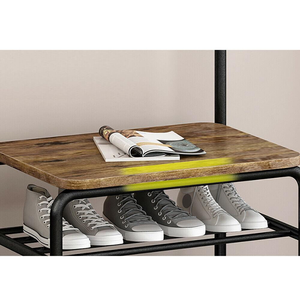 Miumaeov 3 In 1 Coat and Hat Rack Mini Desk 2-Layer Shoes Storage Shelf Home Organization