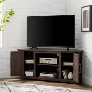 CROSLEY FURNITURE Camden 48 in. Dark Walnut Wood Corner TV Stand Fits 50 in. TV with Cable Management CF101248-DW