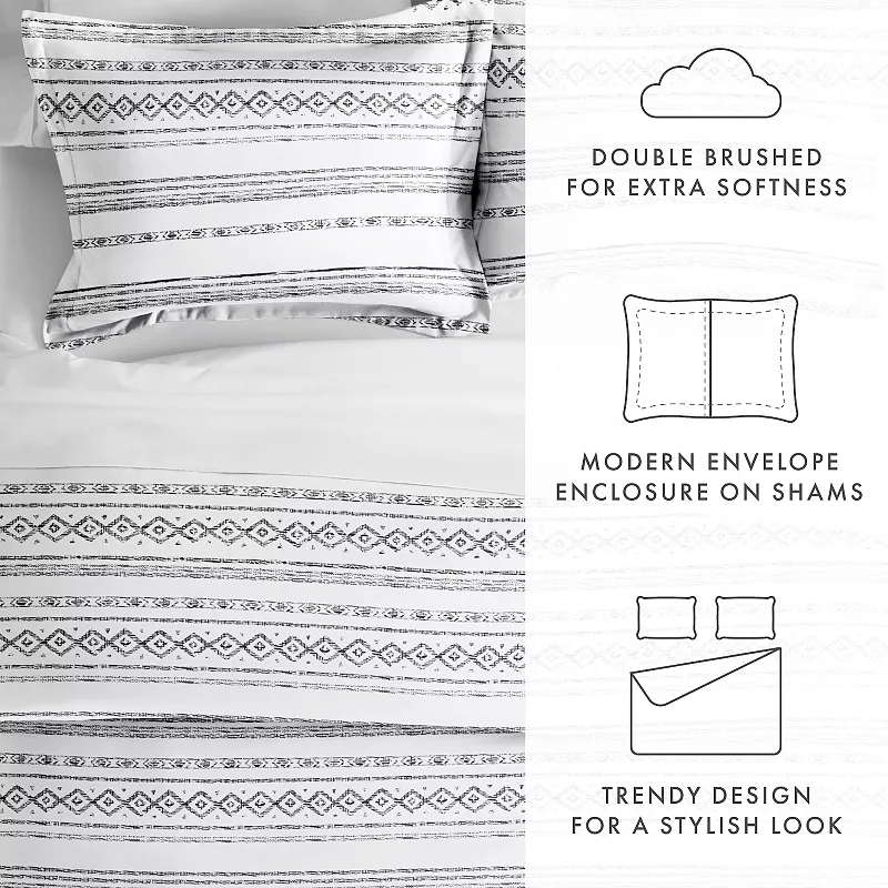 Home Collection Premium Ultra Soft Geo Threads Pattern Duvet Cover Set