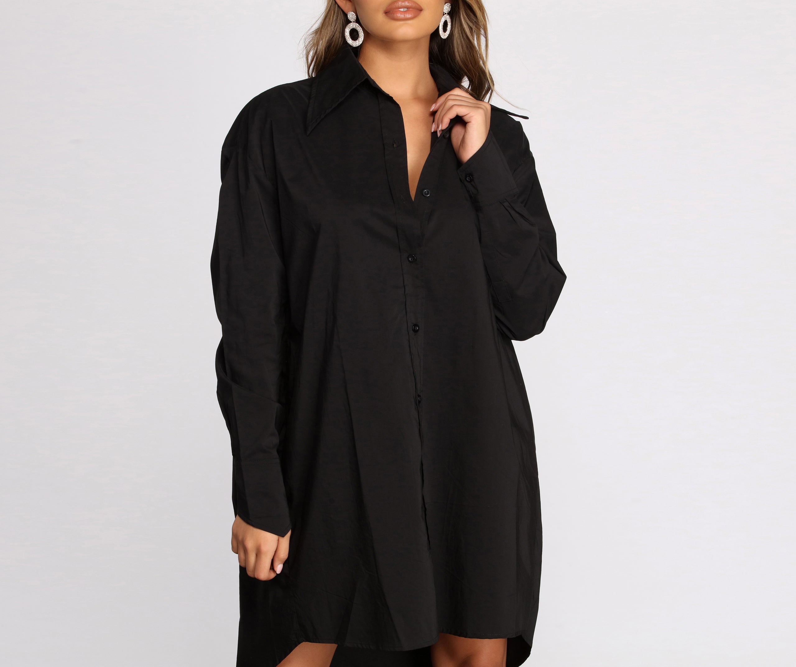 Borrowed From The Boys Button Front Shirt Dress